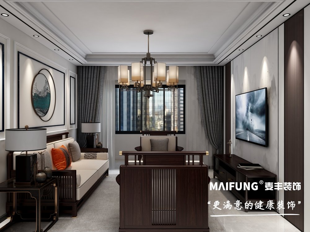 青岛白云山花园119㎡三室两厅装修样板间 客厅