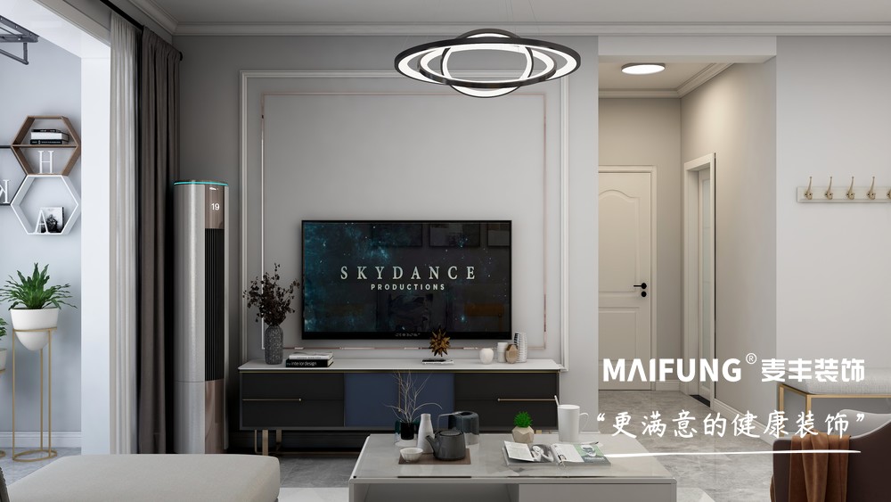 青岛东城名郡95㎡两室两厅装修样板间 电视背景墙