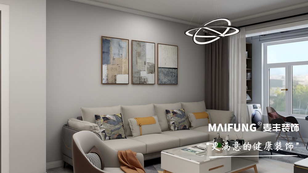 东城名郡装修效果图现代简约风格设计案例 沙发背景墙