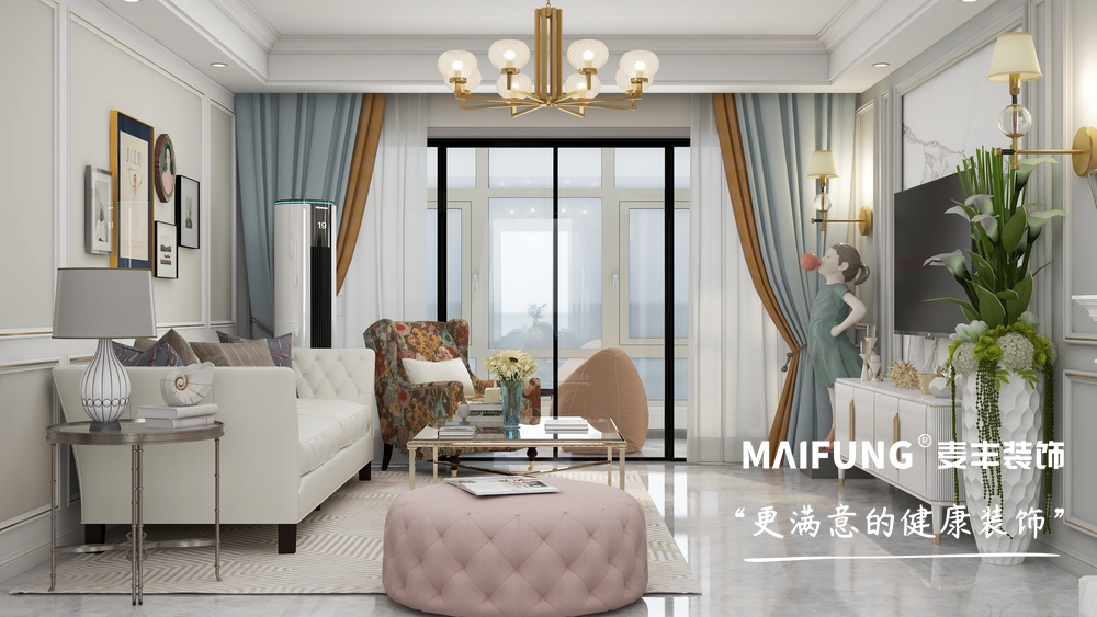 青岛百埠庄180㎡四室两厅装修样板间 客厅