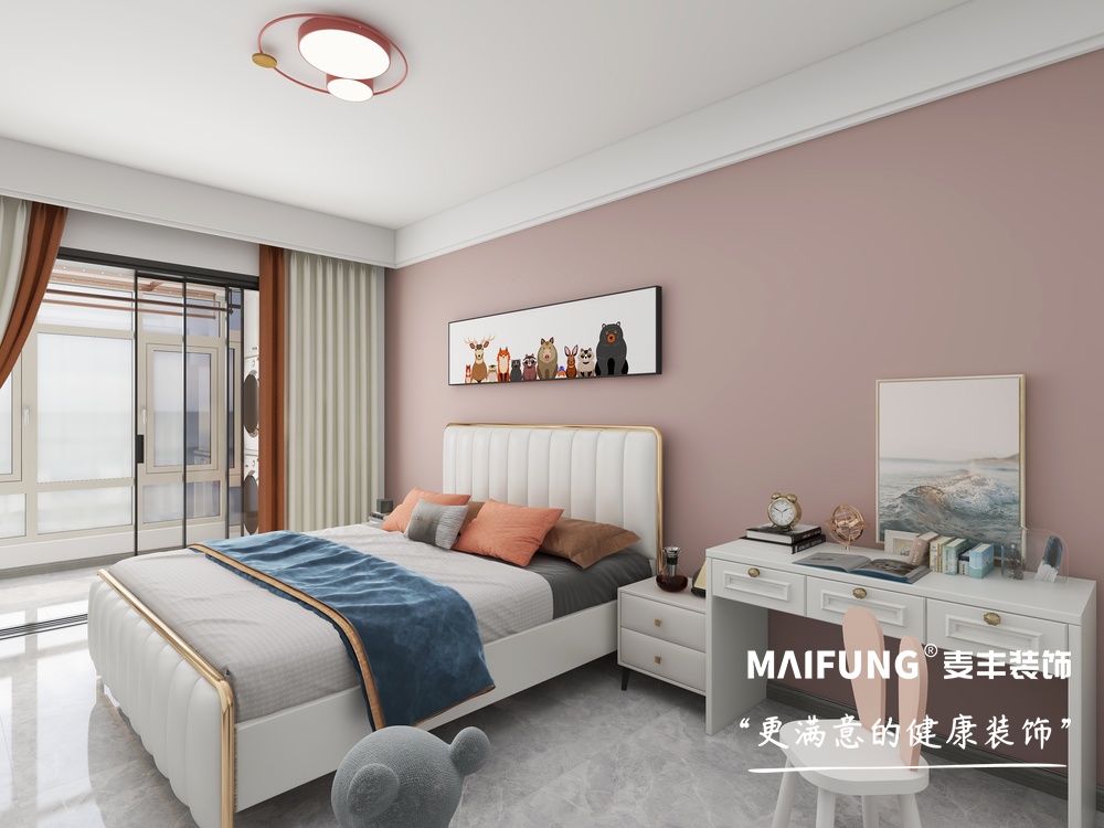 百埠庄四室两厅美式轻奢风格装修方案 百埠庄次卧