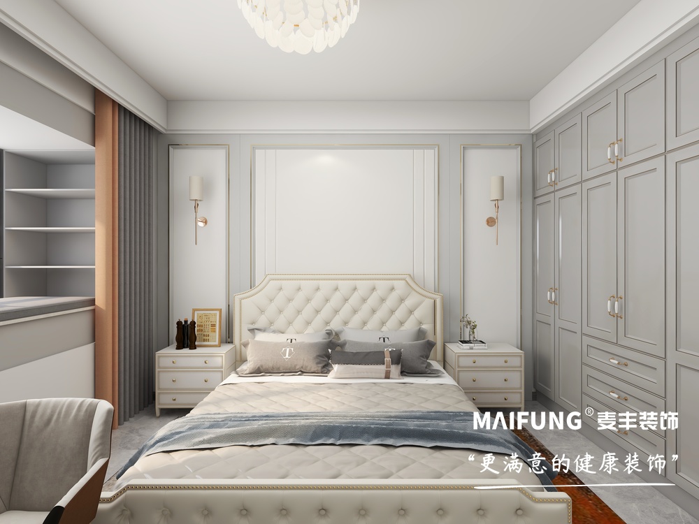 青岛百埠庄美式轻奢风格装修案例 百埠庄主卧