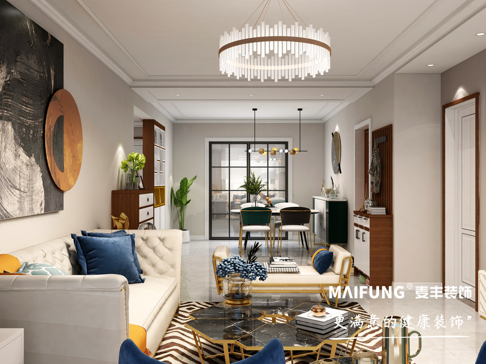 青岛天一仁和•天境124㎡三室两厅装修样板间 客餐厅