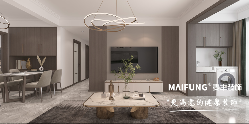 中交·中央公元三室两厅现代简约风格装修效果图 电视背景墙