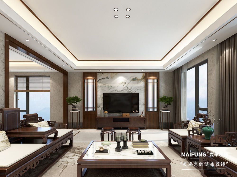 客厅 青岛海尔波尔多小镇275m²别墅装修样板间