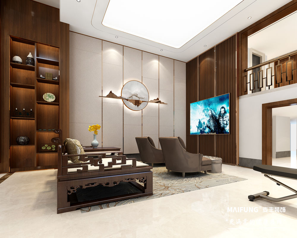 地下室 海尔波尔多小镇别墅中式风格装修方案.jpg