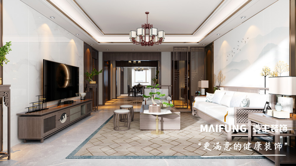 青岛汇豪官邸175㎡四室两厅装修样板间 客厅