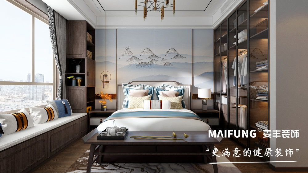 汇豪官邸175平新中式风格装修案例 卧室