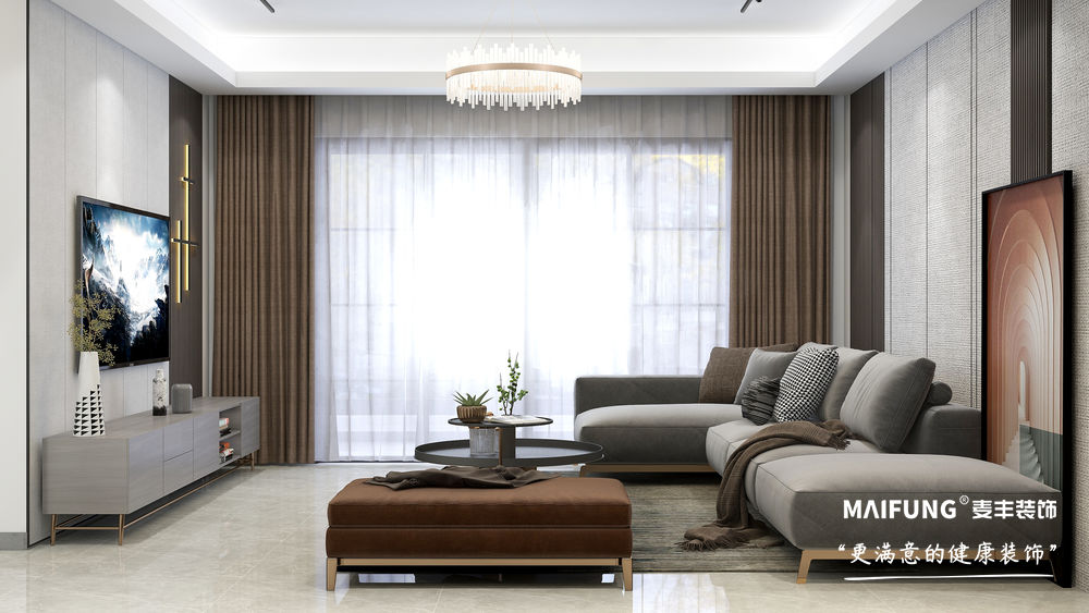 客厅 青岛未来星城115m²三室装修样板间