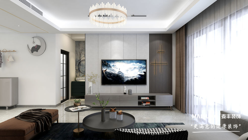 青岛未来星城115m²三室装修样板间 未来星城三室现代轻奢风格装修实景图