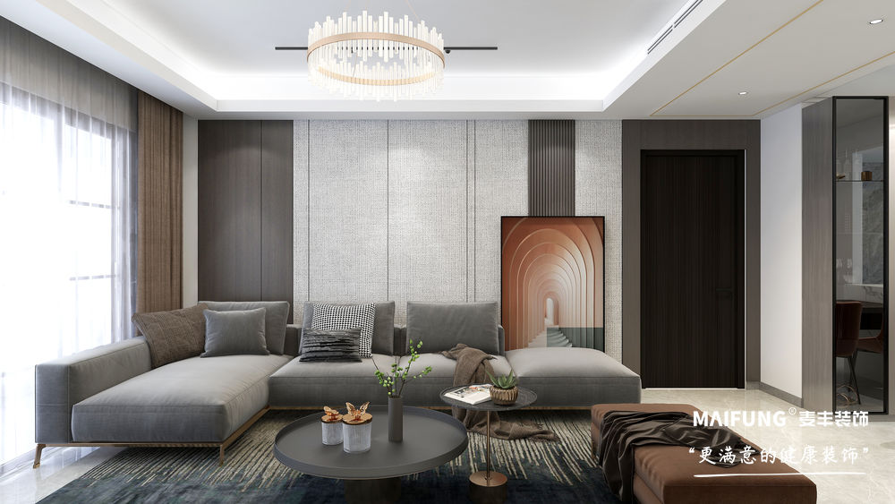 沙发背景墙 未来星城三室现代轻奢风格装修方案