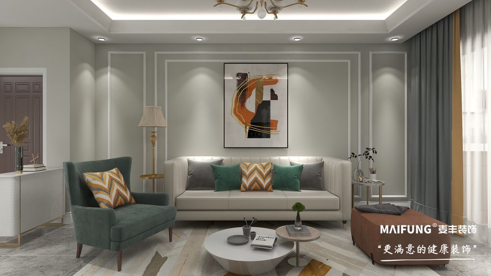 沙发背景墙 韩洼三室现代简约风格装修实景图