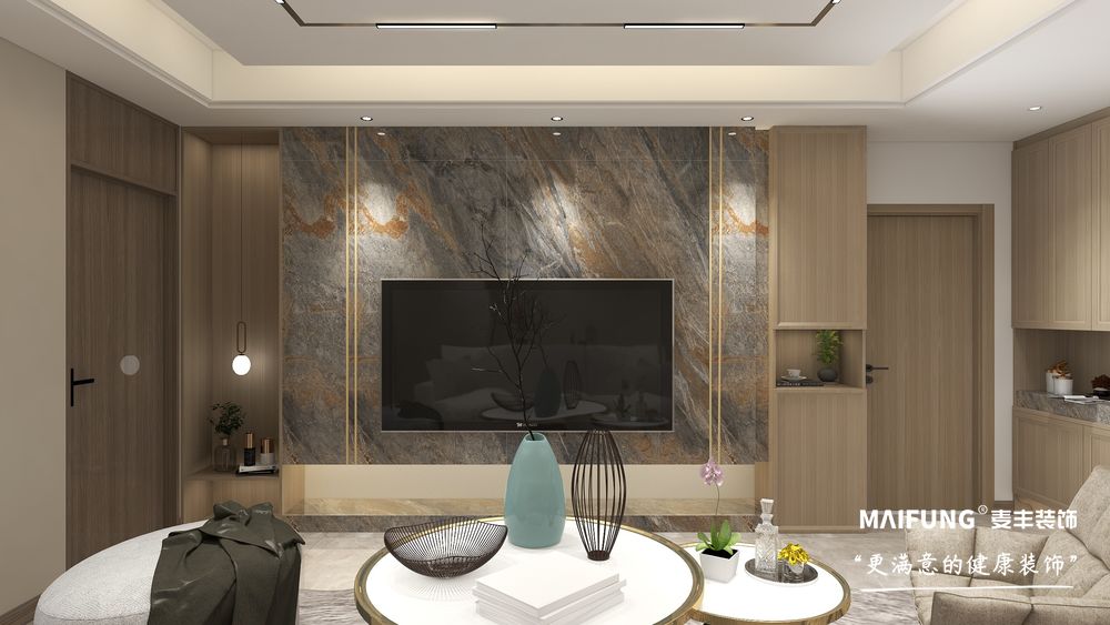 客厅 青岛米罗湾120m²三室装修样板间