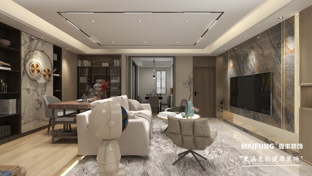 客餐厅全景 米罗湾三室现代简约风格装修实景图