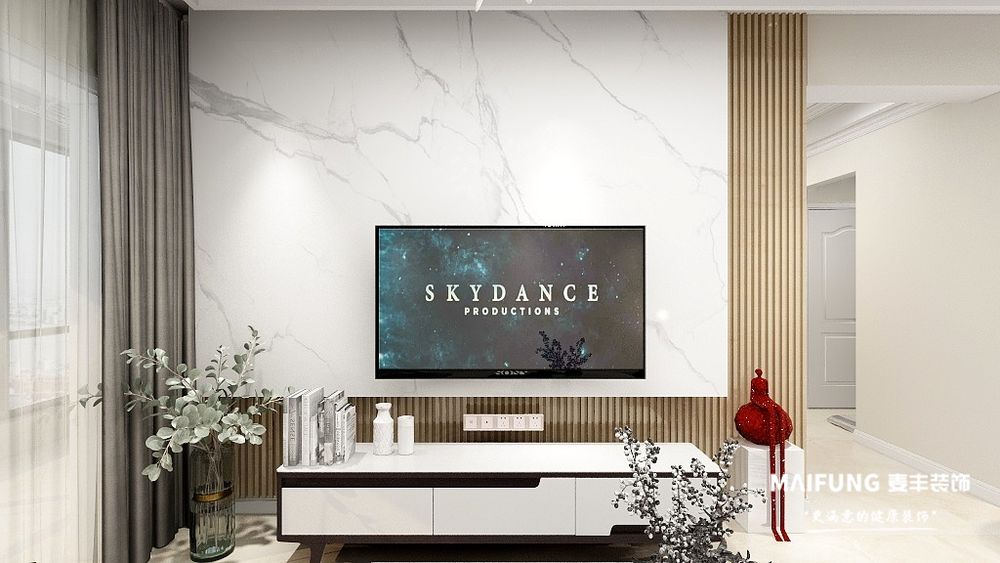 电视背景墙 海信灵山湾三室简约风格装修方案