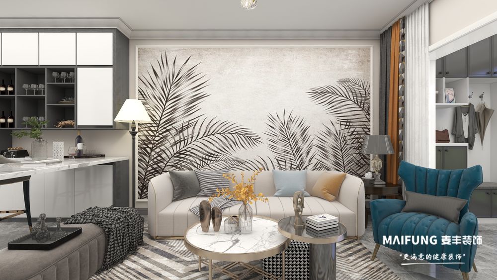 客厅 中铁阅峰115平方三室轻奢风格装修案例