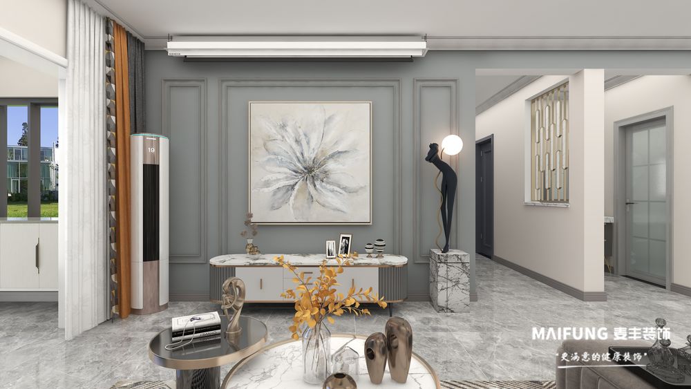 客厅 中铁阅峰115平方三室轻奢风格装修案例