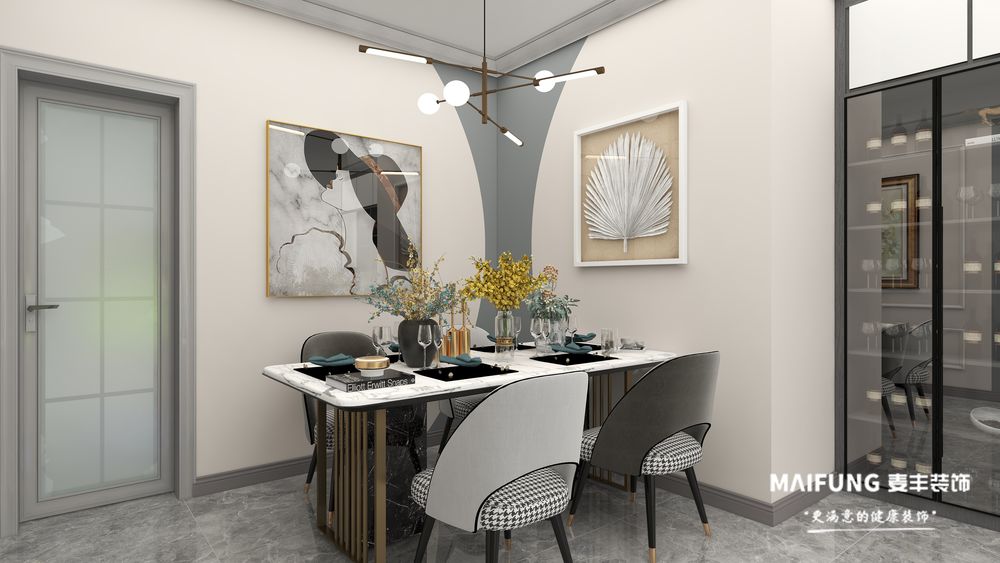 餐厅 中铁阅峰三室轻奢风格装修实景图
