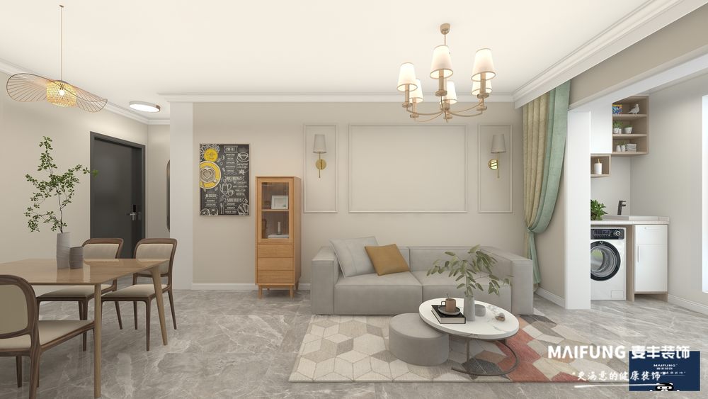 客厅沙发背景墙.jpg 衡山学府三室简欧风格装修实景图.jpg