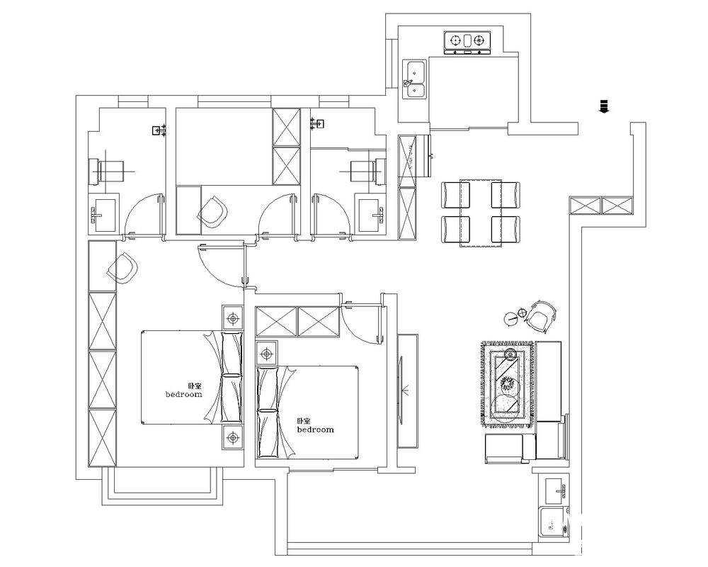 平面户型设计.jpg 衡山学府三室简欧风格装修方案.jpg